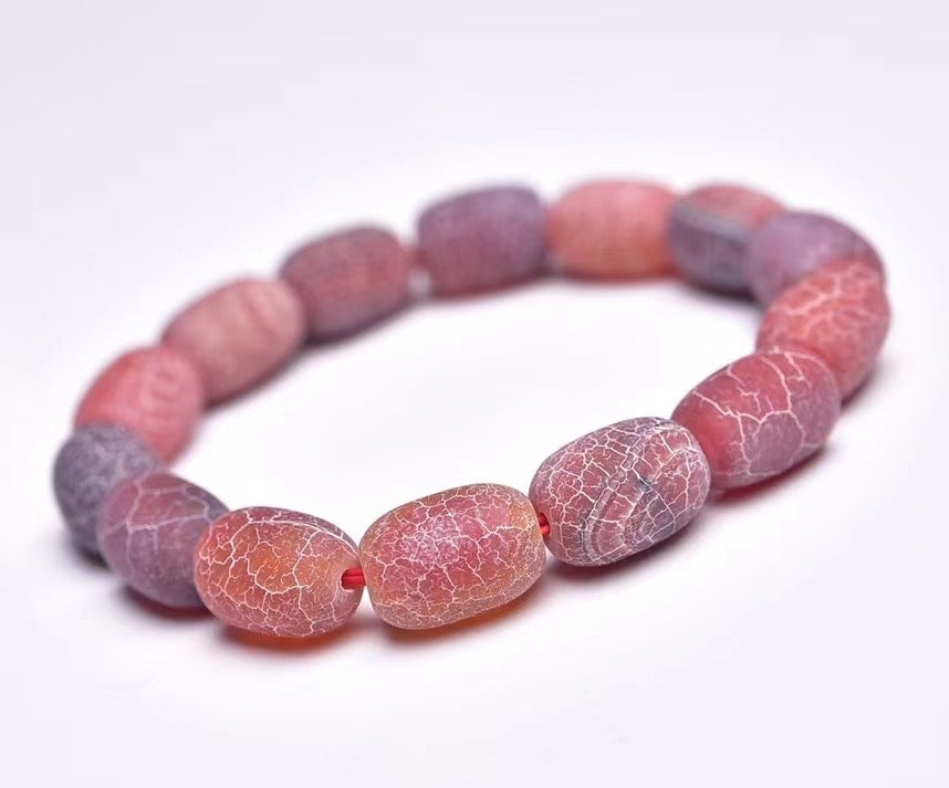 Old agate red striped drum beads bracelets