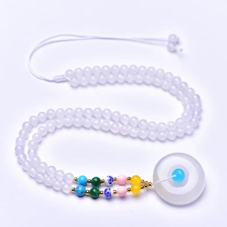 💕💕 White Ice Agate Safety Buckle Necklaces