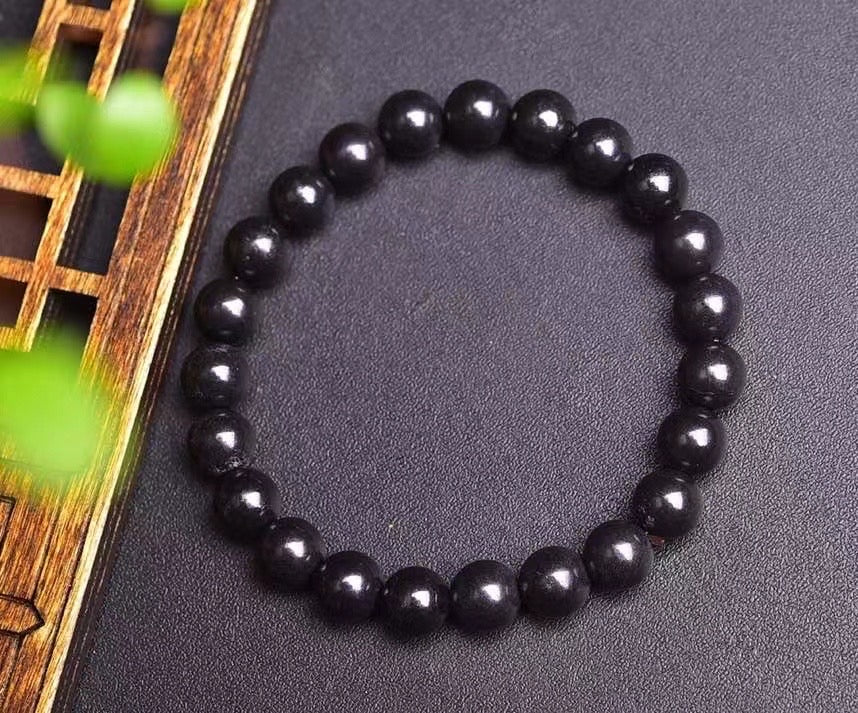 8mm Schungite round bead single loop bracelets