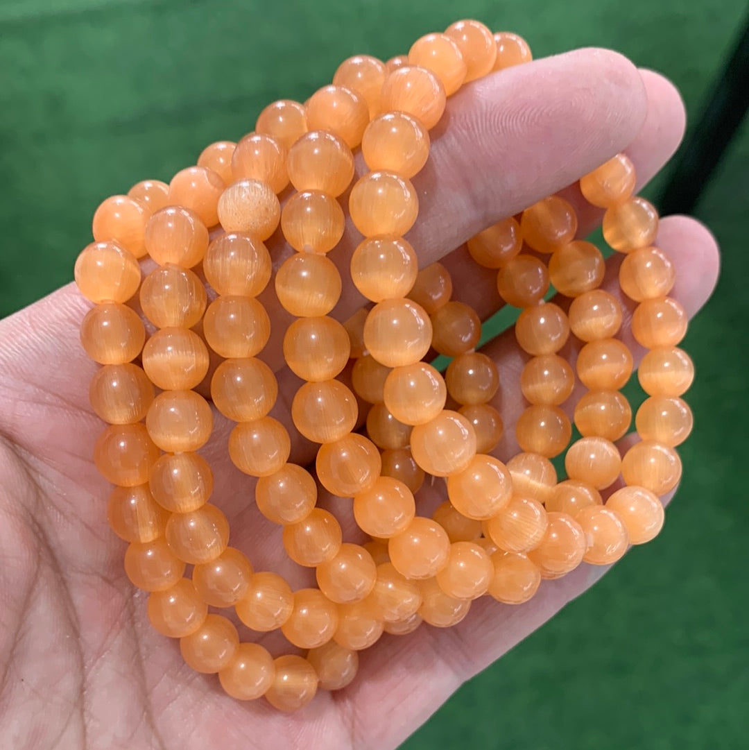 8mm orange cat eyes bracelets