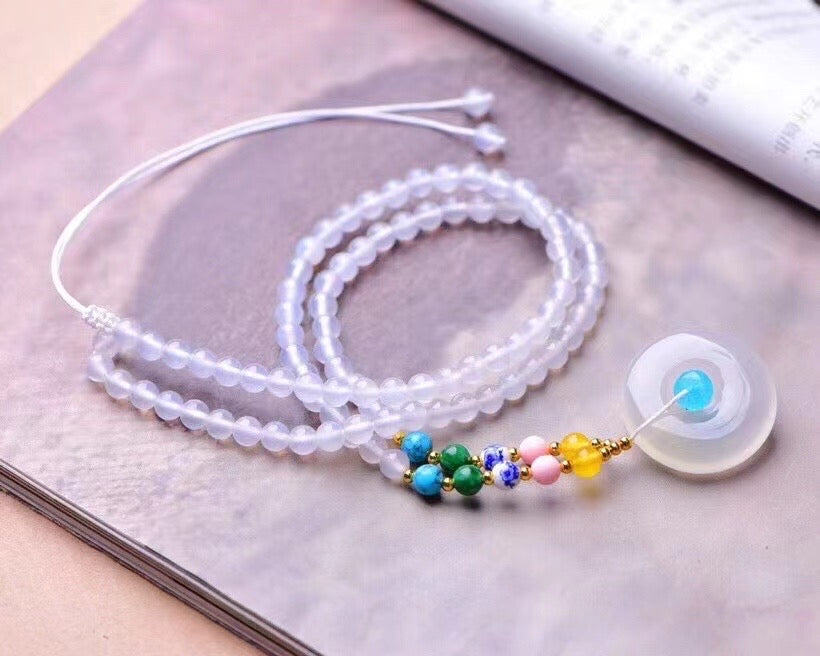 💕💕 White Ice Agate Safety Buckle Necklaces